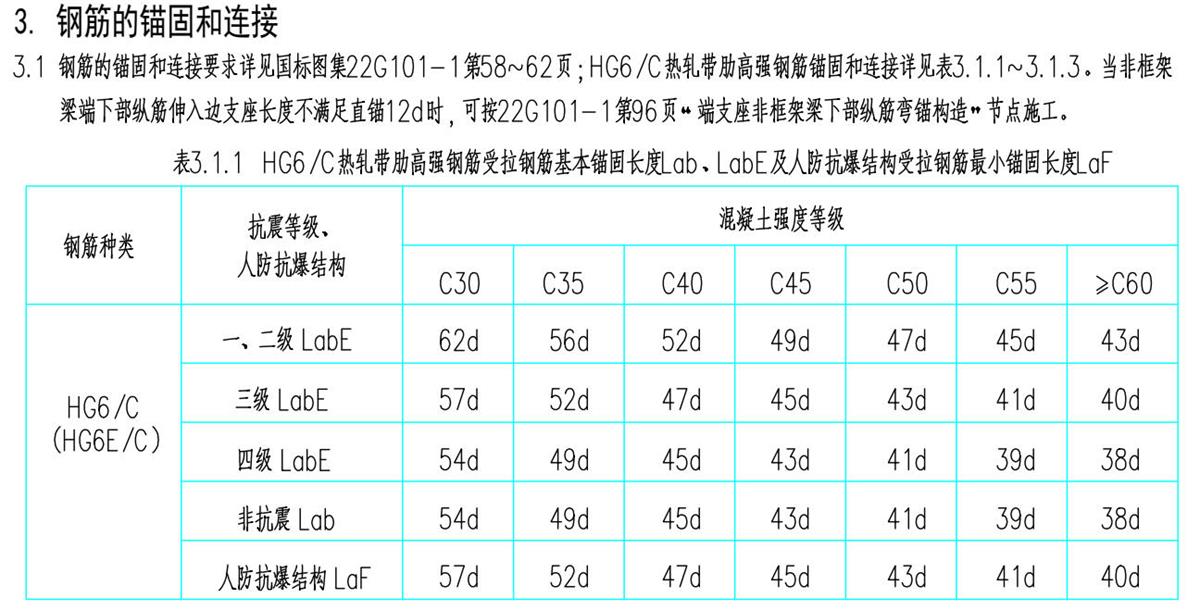 结构设计说明：HG6/C热轧带肋高强钢筋(图2)